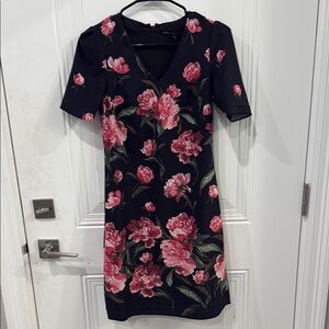 White House Black Market Black Sheath Midi Dress V-Neck